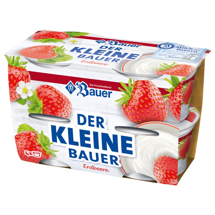 Bauer Fruchtjoghurt der Kleine Bauer Erdbeere 4x100g